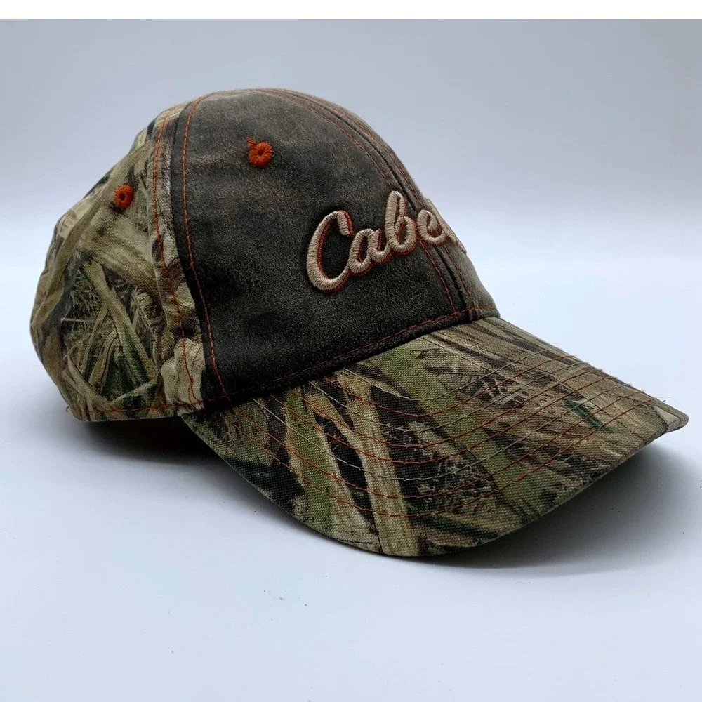 Cabela's Baseball Hat Mens OSFM Brown Camo Embroidered Logo Adjustable Strap